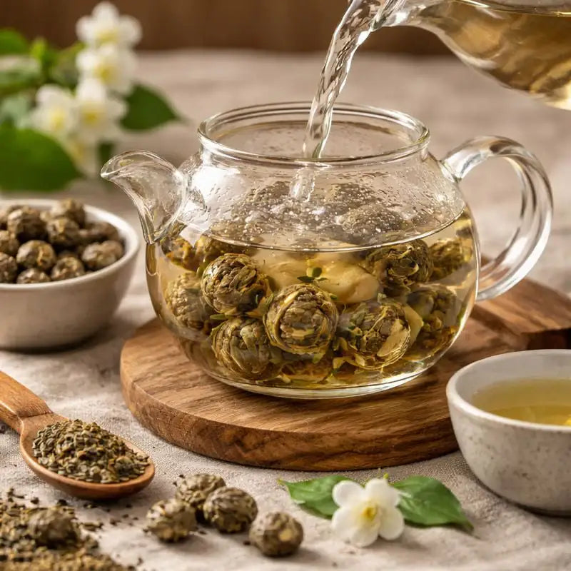 Black Jasmine Pearls – dark oolong meets jasmine: a tea ritual for peace, clarity and enjoyment