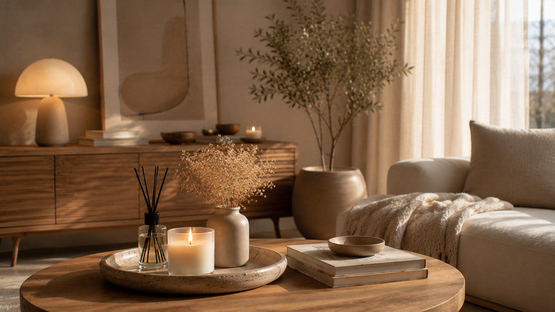 Notizbuch und Kerzenlicht als schlichtes persönliches Ritual während der Rauhnächte