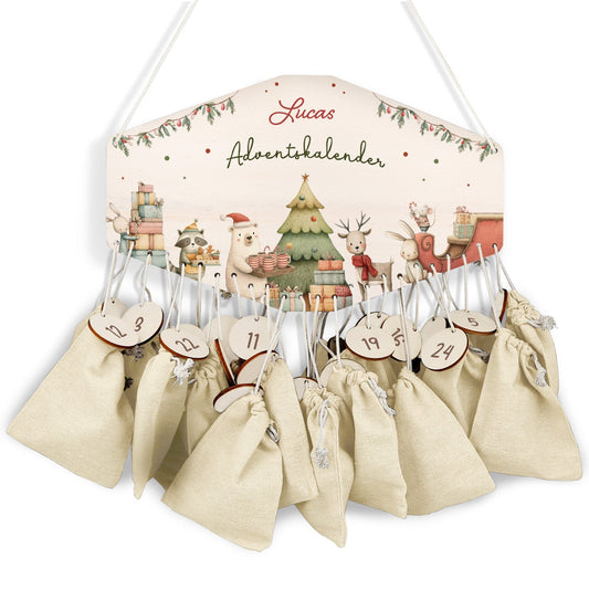 Personalisierter Holz-Adventskalender „Festvorbereitung“ – mit Name