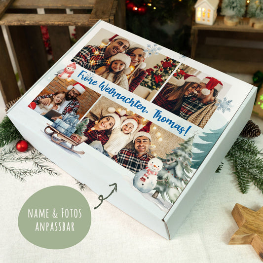 Boîte cadeau personnalisée avec 4 photos – vue en perspective