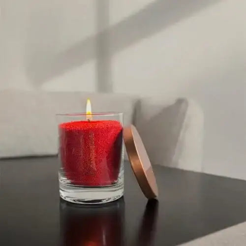 🕯️ Rote Designkerze im Glas (160 g) - by SteinKunstWerk | DS aus nachhaltiger Herstellung