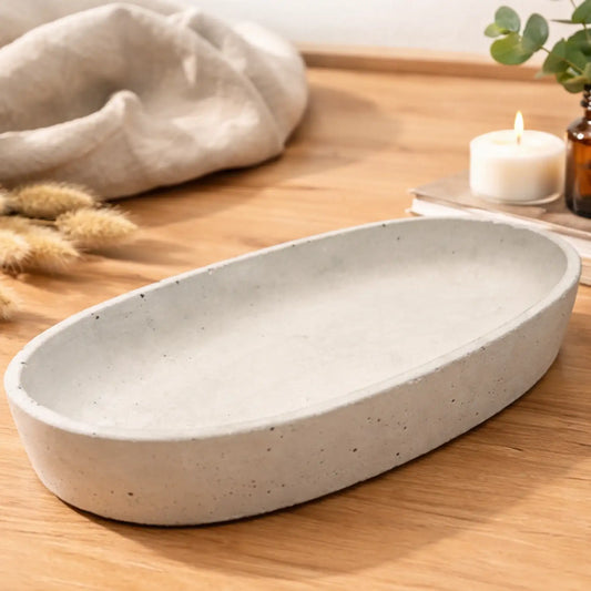 Handgemachte Betonschale "Oval" (29 cm) – Minimalistische Deko- & Ablageschale