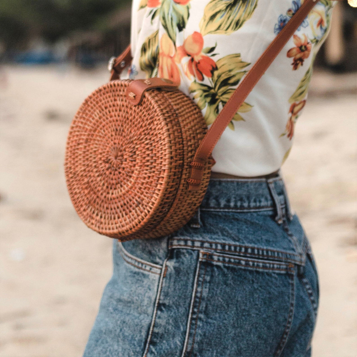 Handtasche SENJA (braun) – Rattan