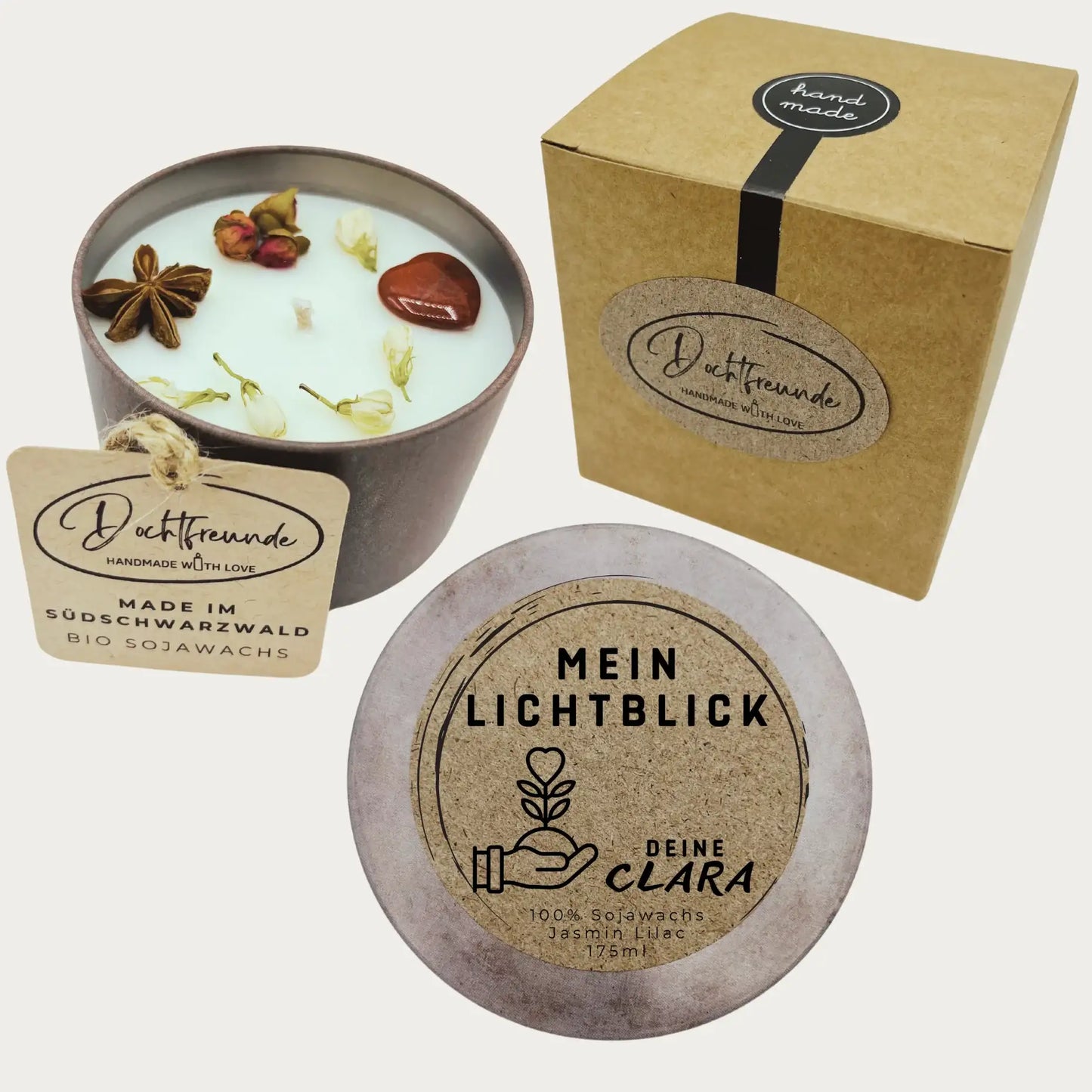 Personalisierte Kerze Beste Freundin | Geschenk mit Name & Symbol | Handmade Sojawachs 175ml | DochtFreunde