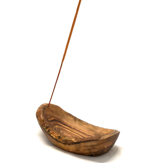 Olivenholz - Räucherstäbchenhalter - oval rustikal - 16 cm