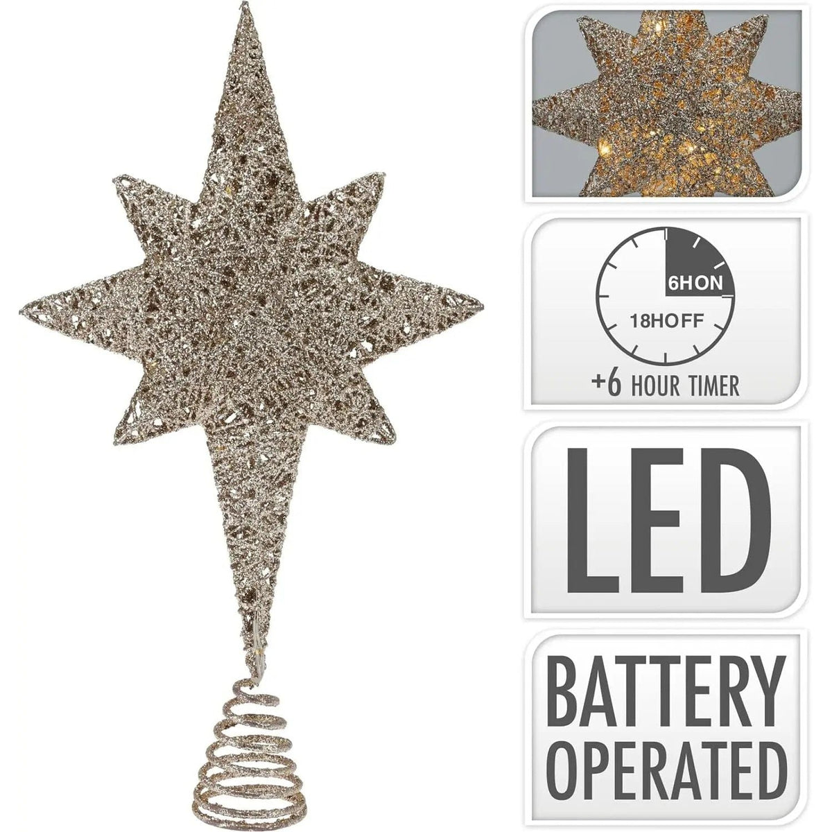 LED-Tannenbaumspitze – Bronze, 35 cm, warmweiß