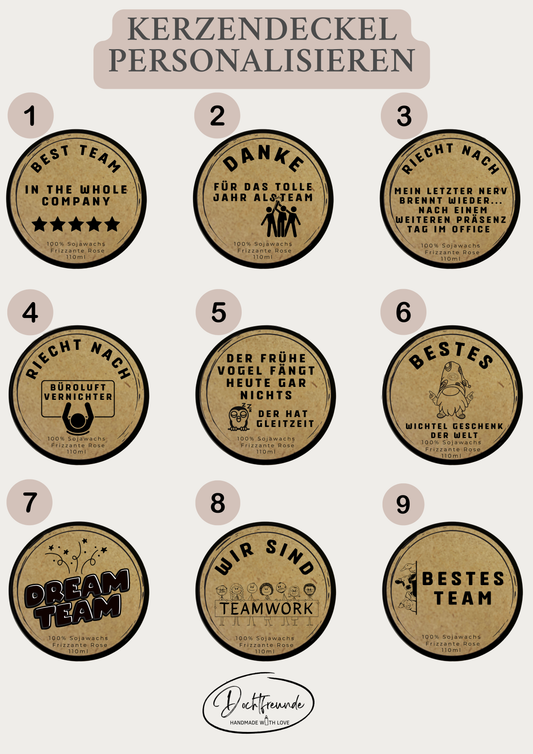 Personalisierbares Duftkerzen-Set als Weihnachts-, Wichtel- oder Jahresgeschenk für Mitarbeiter oder Arbeitskollegen – Handgemacht mit getrockneten Blüten aus dem Südschwarzwald - Einzeln verpackt