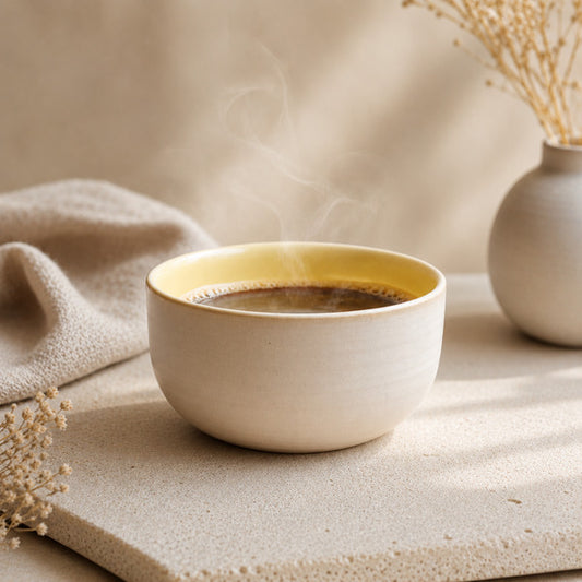 KUMO Flat White gelb | handgemachte Keramiktasse