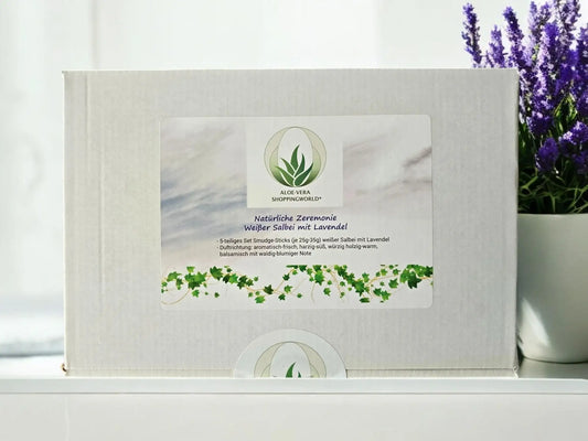 Räucherset "Natürliche Zeremonie - Weißer Salbei mit Lavendel", 5 Smudge-Sticks je 25g-35g