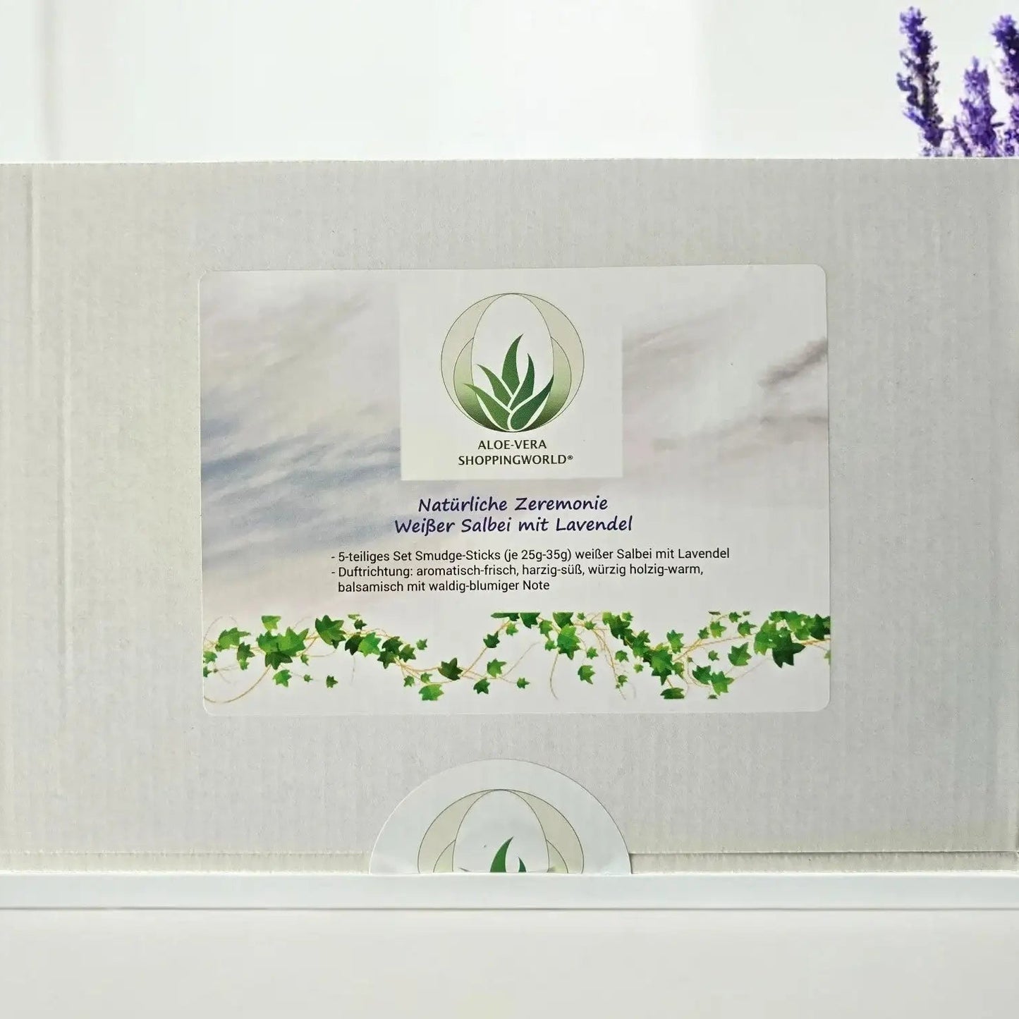 Räucherset "Natürliche Zeremonie - Weißer Salbei mit Lavendel", 5 Smudge-Sticks je 25g-35g - by SteinKunstWerk | Räucherware aus nachhaltiger Herstellung