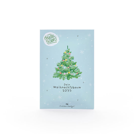 Fichten-Saatgut Weihnachtsbaum 2033 in der Produktverpackung freigestellt