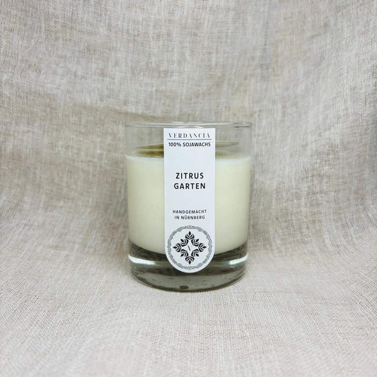 Soja Duftkerze - "Zitrusgarten" - by SteinKunstWerk | Duftkerze im Glas aus nachhaltiger Herstellung