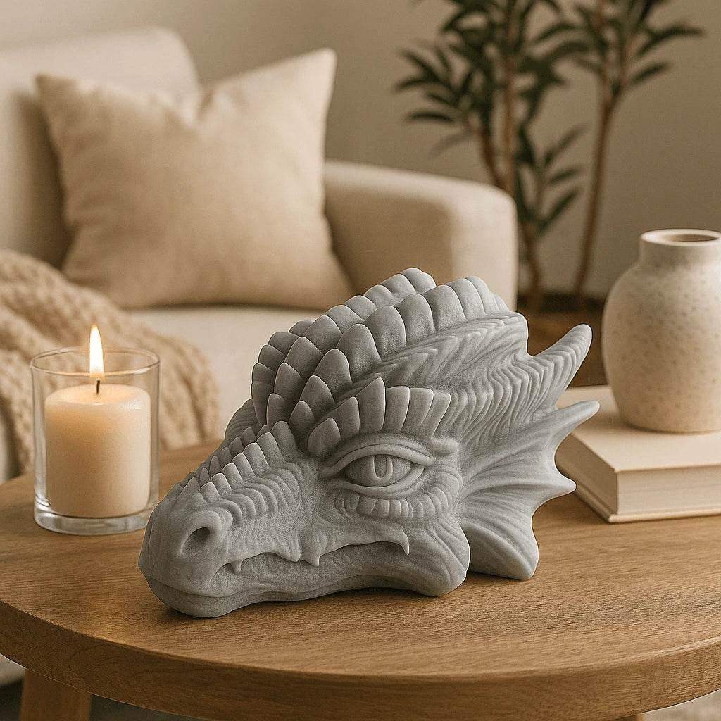 Drachenkopf-Skulptur – Mystische Fantasy-Dekoration für dein Zuhause - by SteinKunstWerk | Deko aus nachhaltiger Herstellung