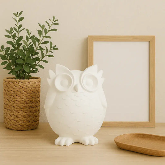Eulenfigur „Nichts Böses hören“ – Handgemachte Symbolfigur für Harmonie - by SteinKunstWerk | Deko aus nachhaltiger Herstellung