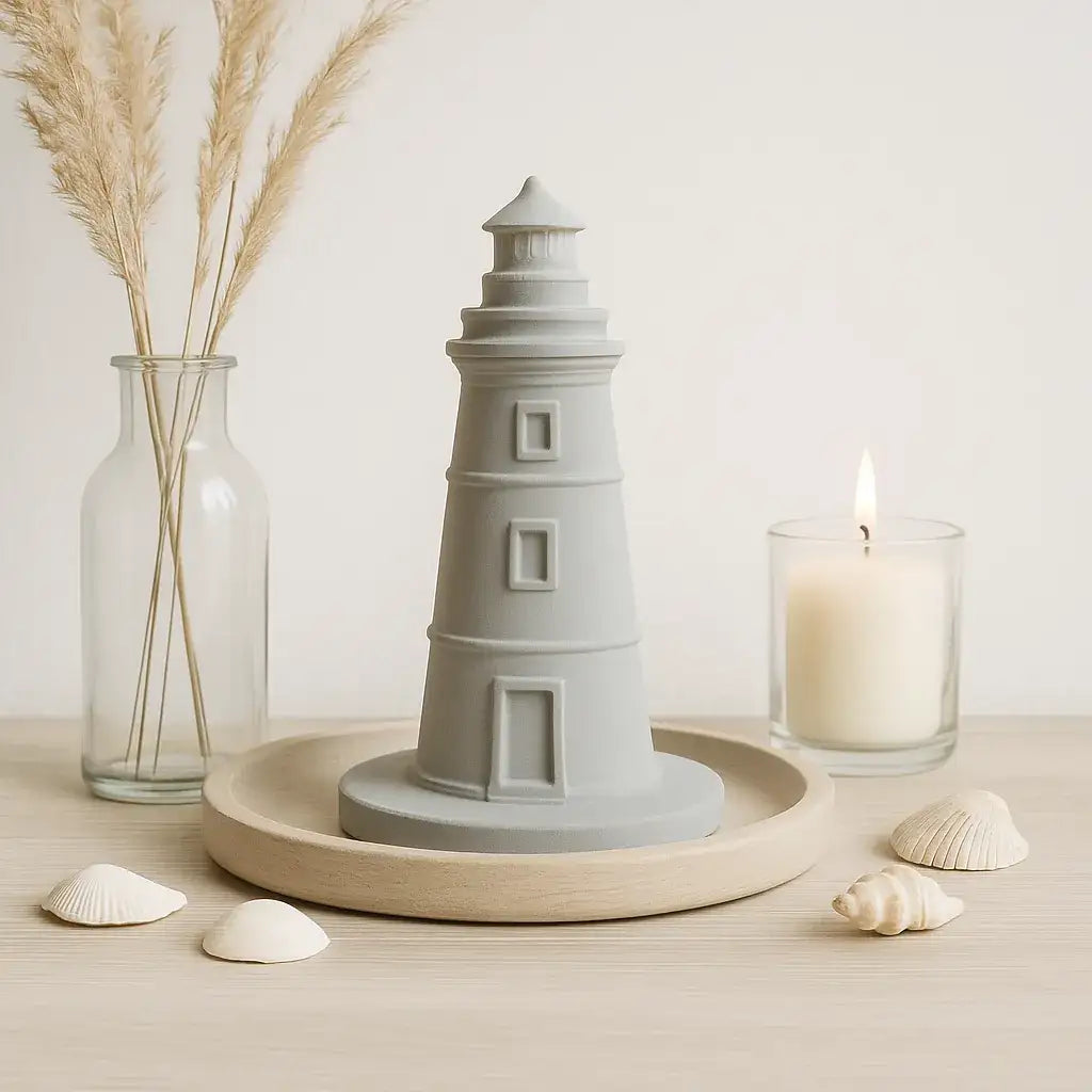 Keramik-Leuchtturm in Weiß – Maritime Deko zum Selbstgestalten - by SteinKunstWerk | HE aus nachhaltiger Herstellung