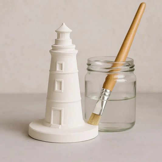 Keramik-Leuchtturm in Weiß – Maritime Deko zum Selbstgestalten - by SteinKunstWerk | HE aus nachhaltiger Herstellung