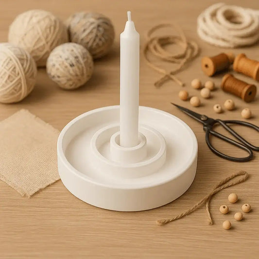 Weißer Ritualteller für Kerzen und kleine persönliche Arrangements