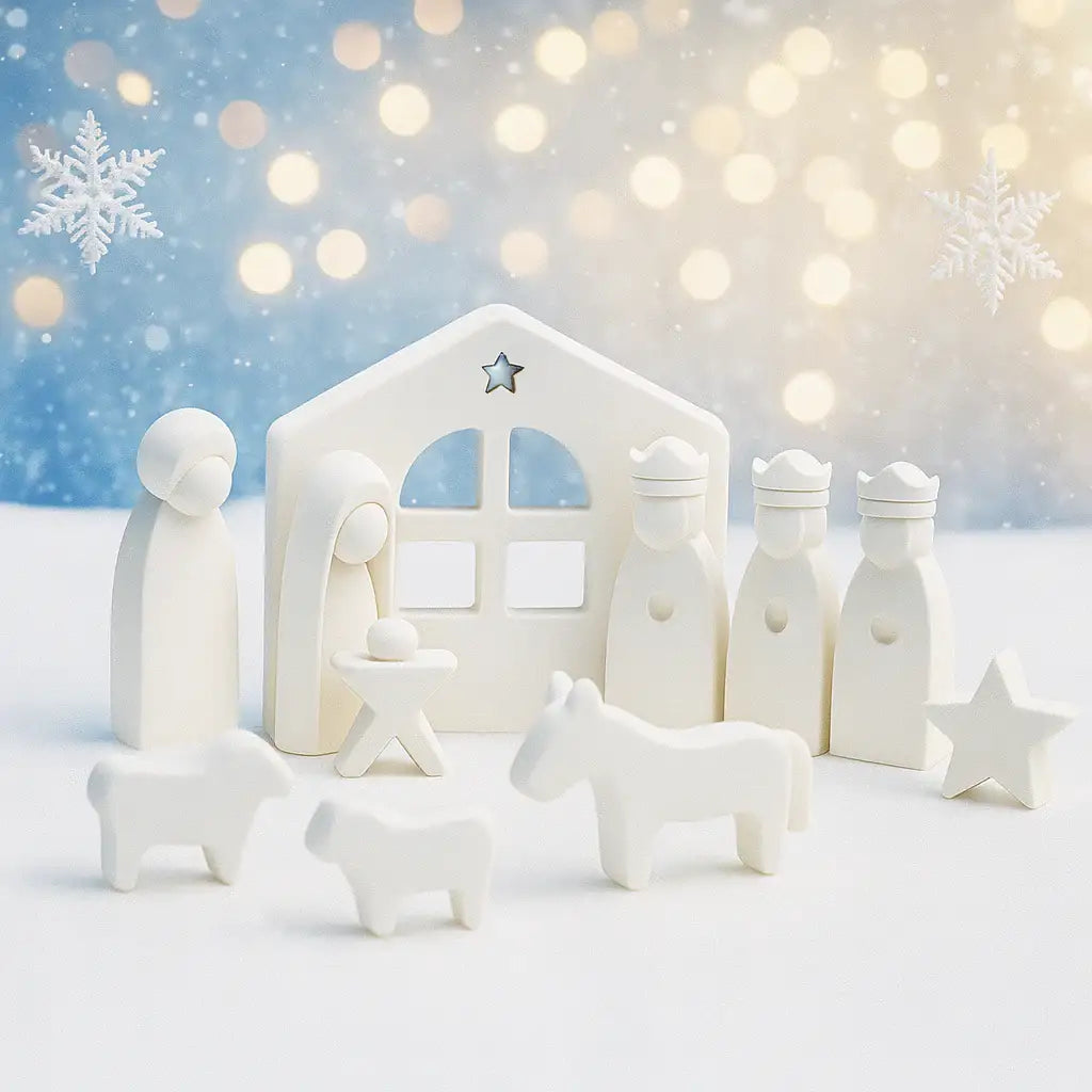 Mini Weihnachtskrippe in Weiß – Kreatives DIY-Set für moderne Weihnachtsdeko - by SteinKunstWerk | Deko aus nachhaltiger Herstellung