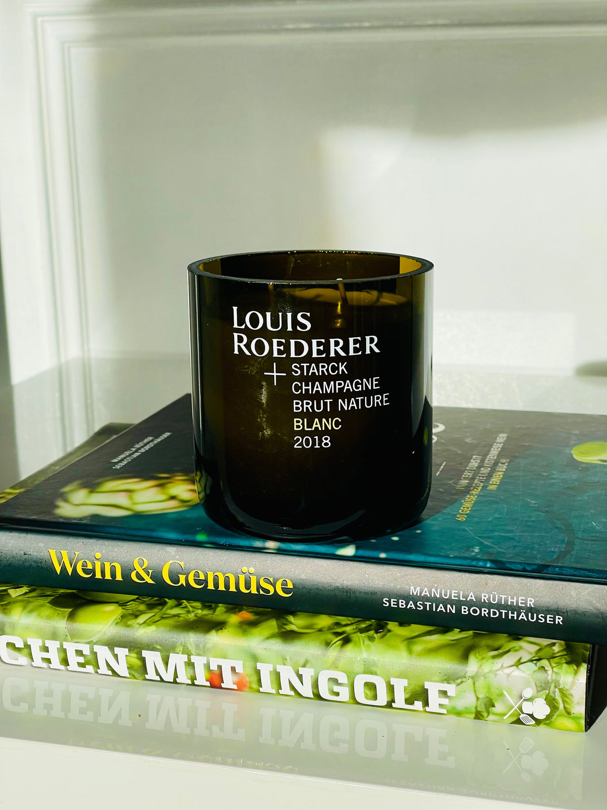 GAHRDSGN Flaschenkerze aus einer originalen Champagnerflasche als Geschenk für Sekt- und Champagnerfans