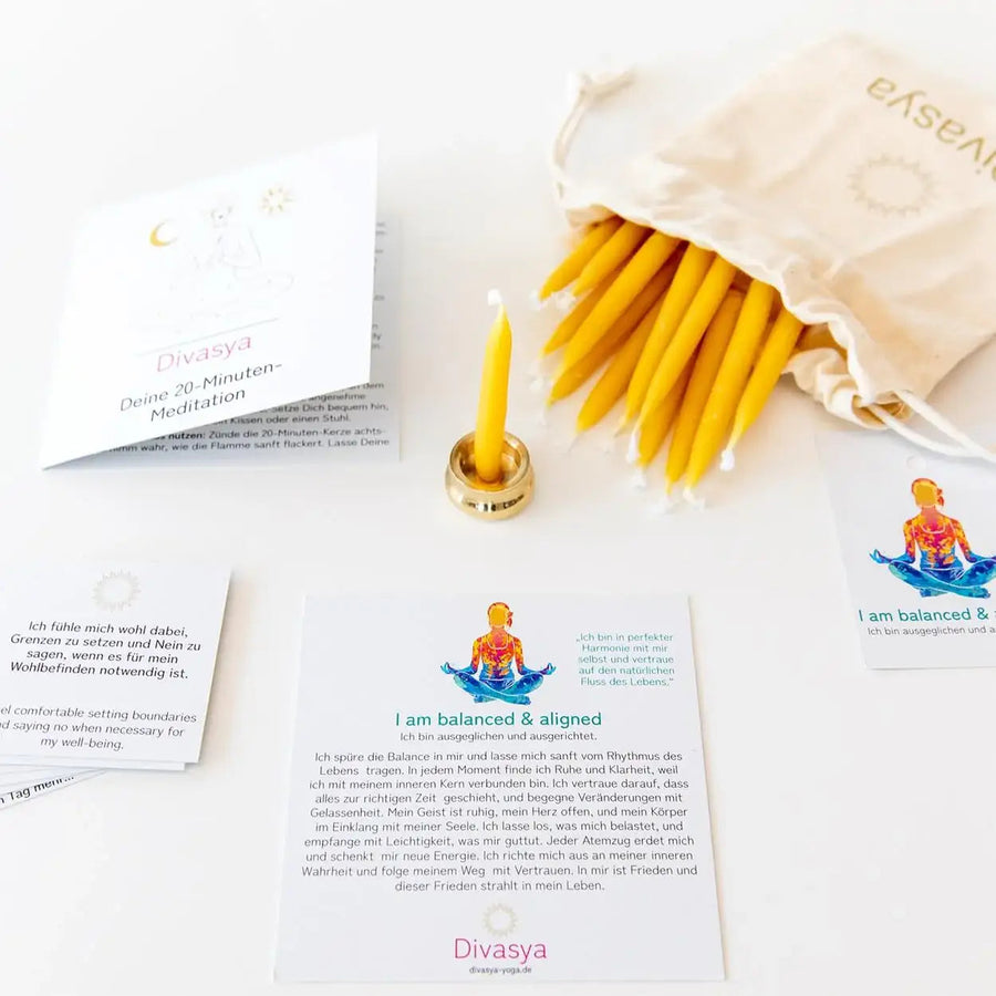 Kleine 20-Minuten-Ritualkerzen mit Karten für eine zeitlich begrenzte Pause