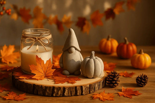 Herbstliche Ritual- und Dekoartikel in warmen Farben