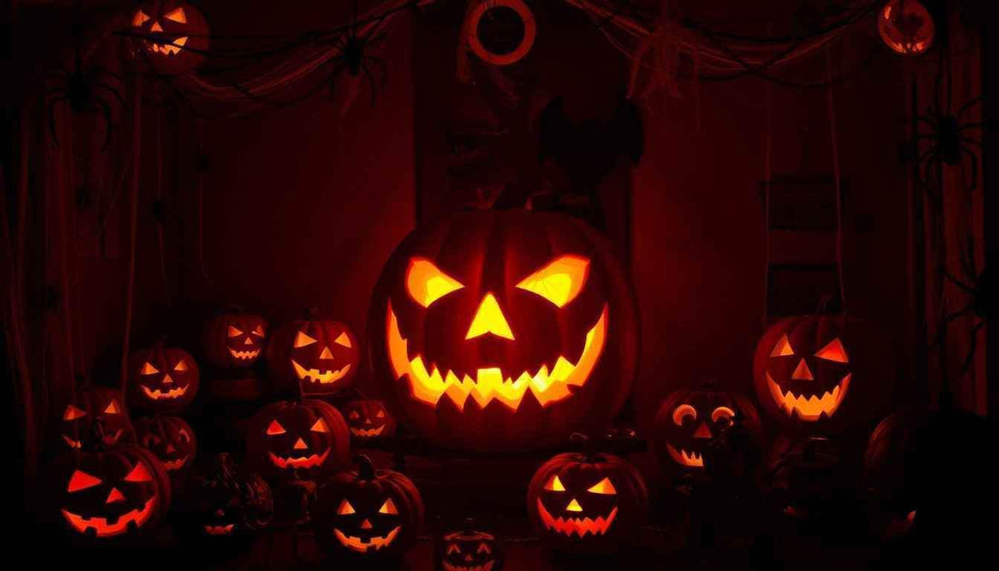 Natürliche Halloween-Deko mit Kürbis und warmem Licht