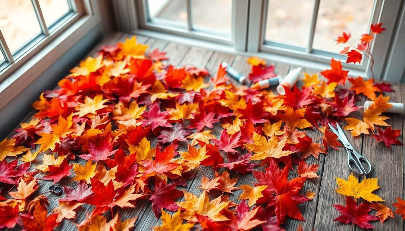 Gepresste bunte Herbstblätter für Karten und Girlanden