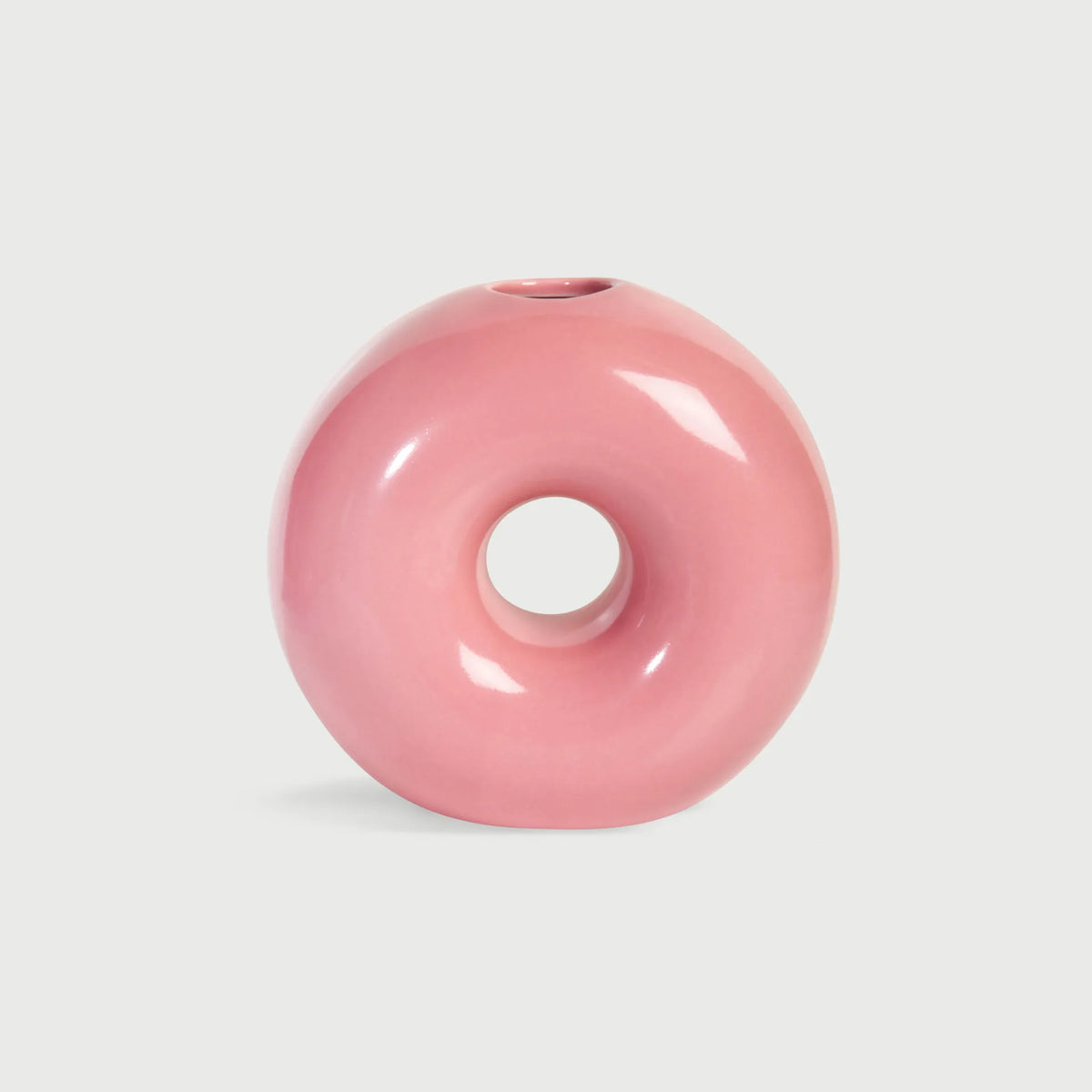 Roze Torus designvaas van handgemaakte keramiek voor enkele bloemen