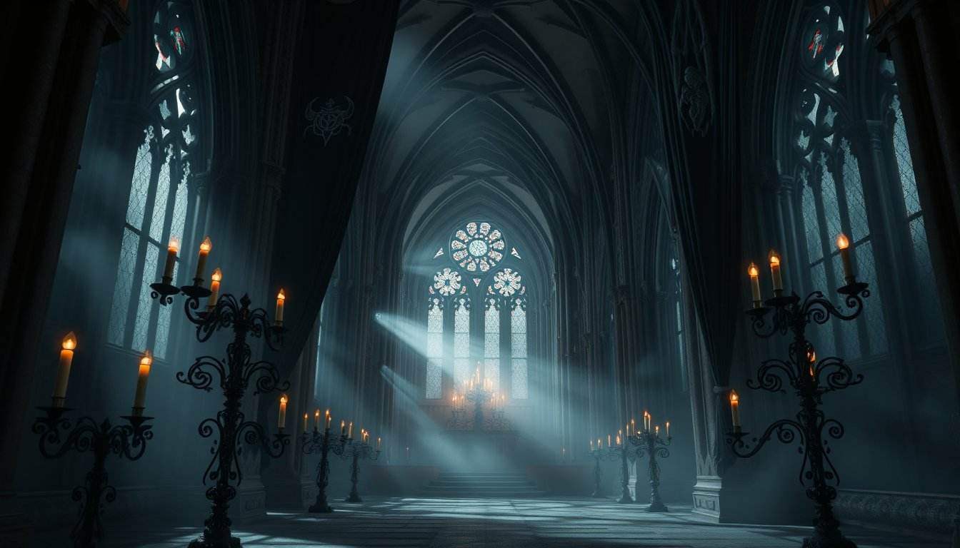 Dunkle Totenkopf-Figur als Blickfang im Gothic Interior