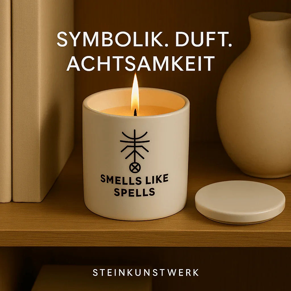 Duftkerze auf einer sicheren Unterlage als Teil eines ruhigen Rituals