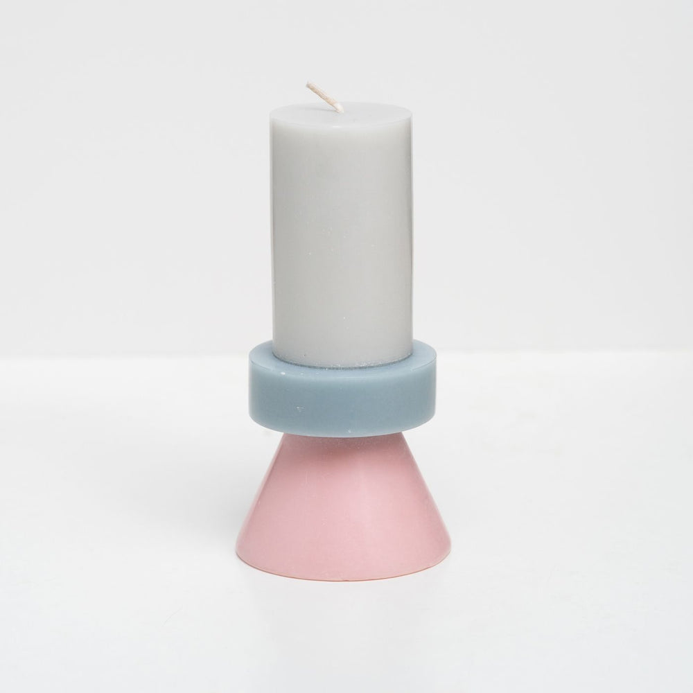 Yod & Co Stack Candle Tall in lichtgrijs, pastelblauw en roze