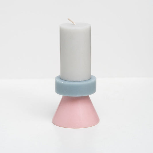Yod & Co Stack Candle Tall in lichtgrijs, pastelblauw en roze