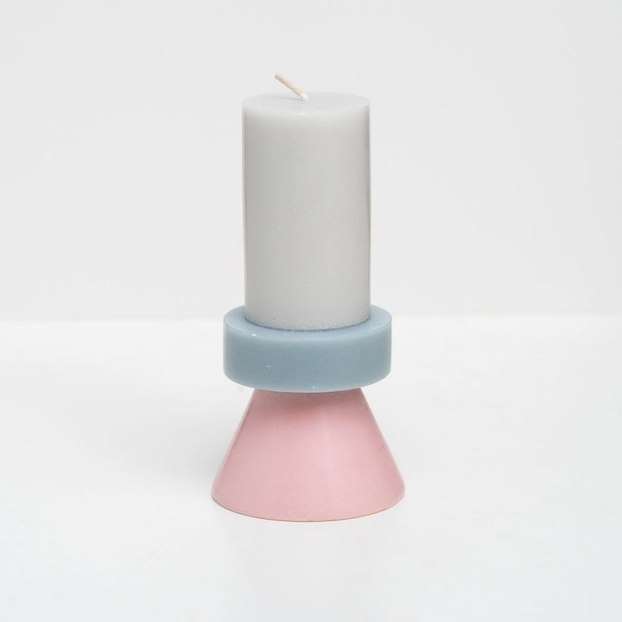 Yod & Co Stack Candle Tall in lichtgrijs, pastelblauw en roze