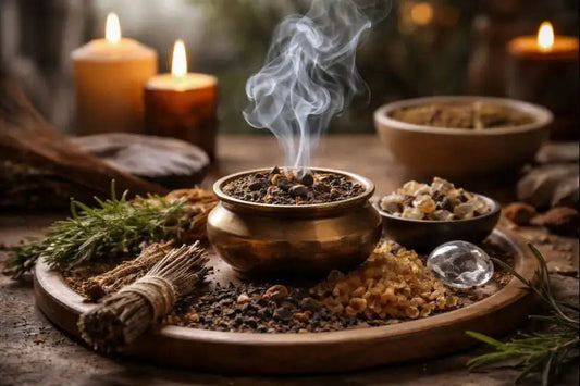 Wierook, kruiden en Palo Santo voor een veilig symbolisch ruimteritueel