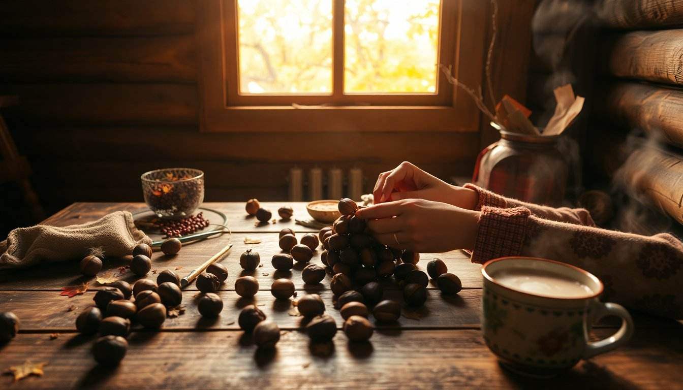Basteln mit Kastanien: Kreative Ideen für den Herbst - inspirierende Geschichten & Rituale von SteinKunstWerk | Achtsamkeit & Design
