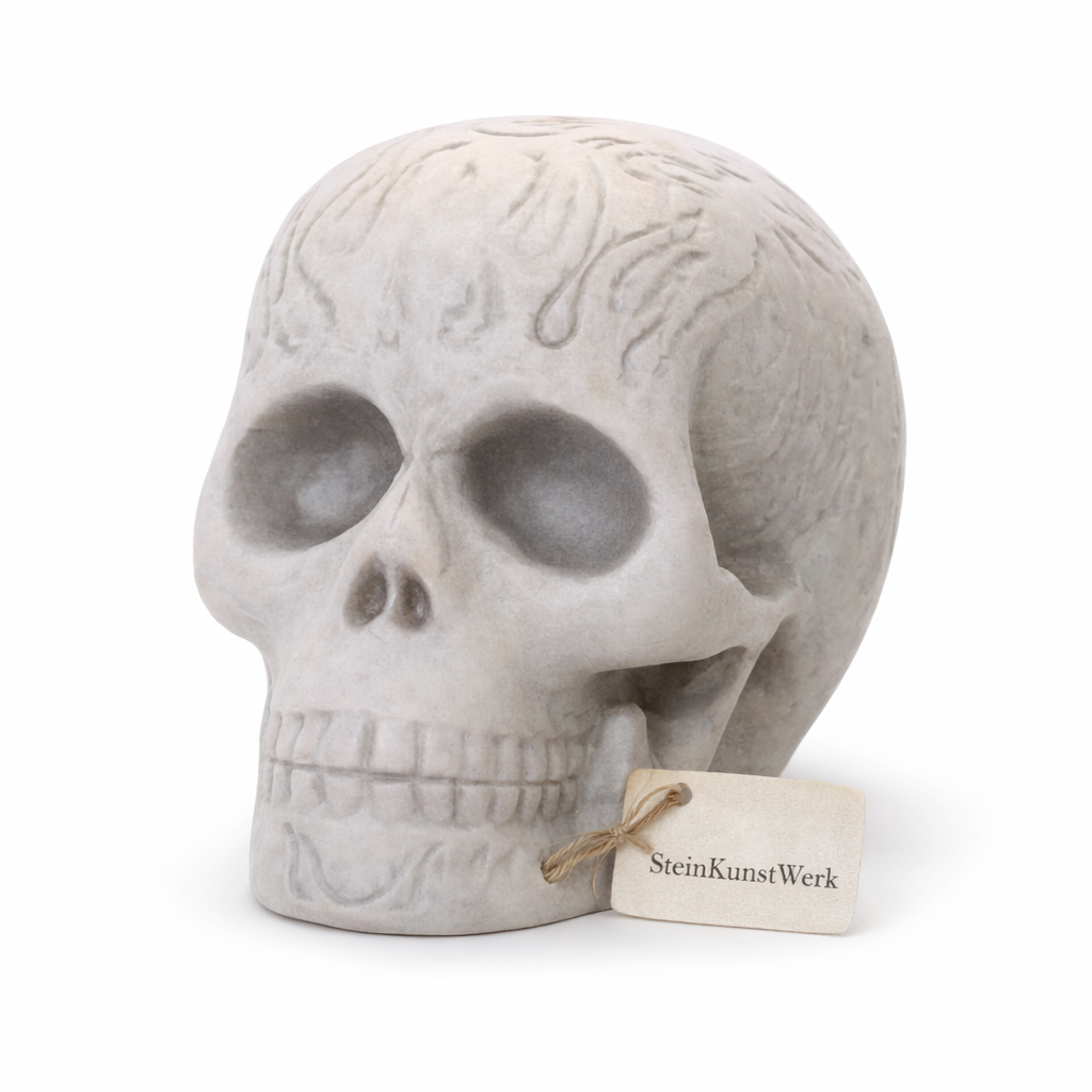 Minimalistische schwarze Totenkopf-Deko als moderner Akzent für Halloween ohne Kitsch