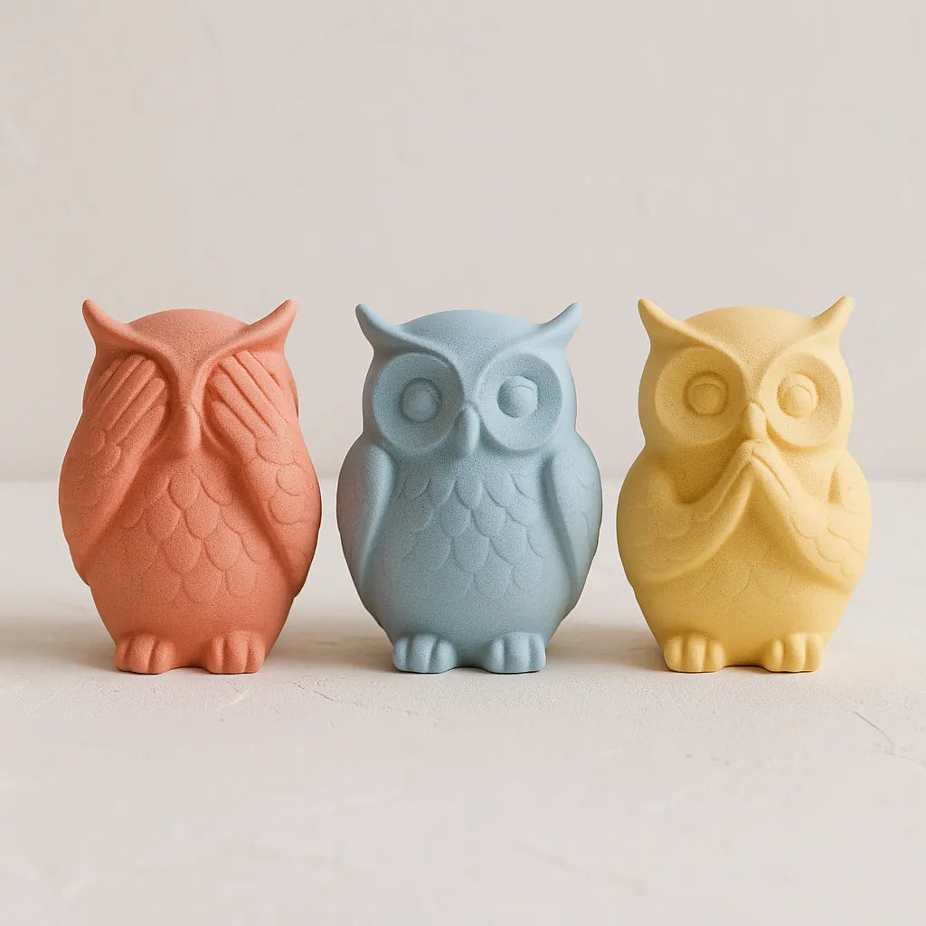 Die Bedeutung der drei Eulenfiguren für Dein Zuhause - inspirierende Geschichten & Rituale von SteinKunstWerk | Achtsamkeit & Design