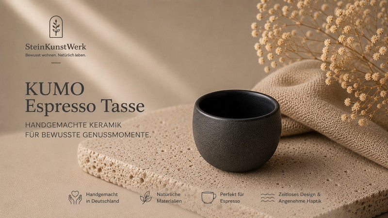 KUMO Espresso Tasse grau/schwarz – Minimalistische Keramik für bewusste Genussmomente