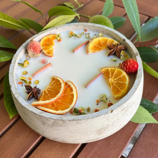 XXL Citronella Betonkerze für Sommerabende auf der Terrasse