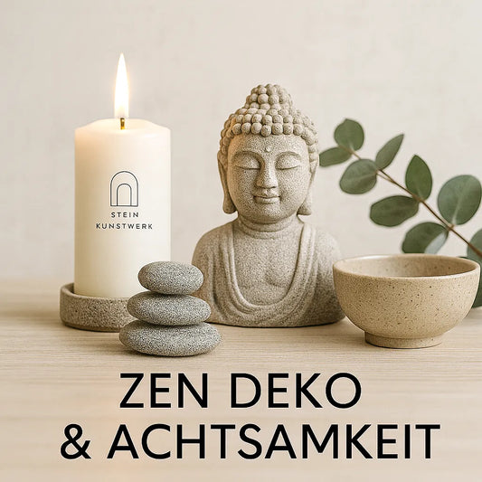 Aandachtige wooninspiratie met kaars en zen-decoratie voor een rustige juli van SteinKunstWerk