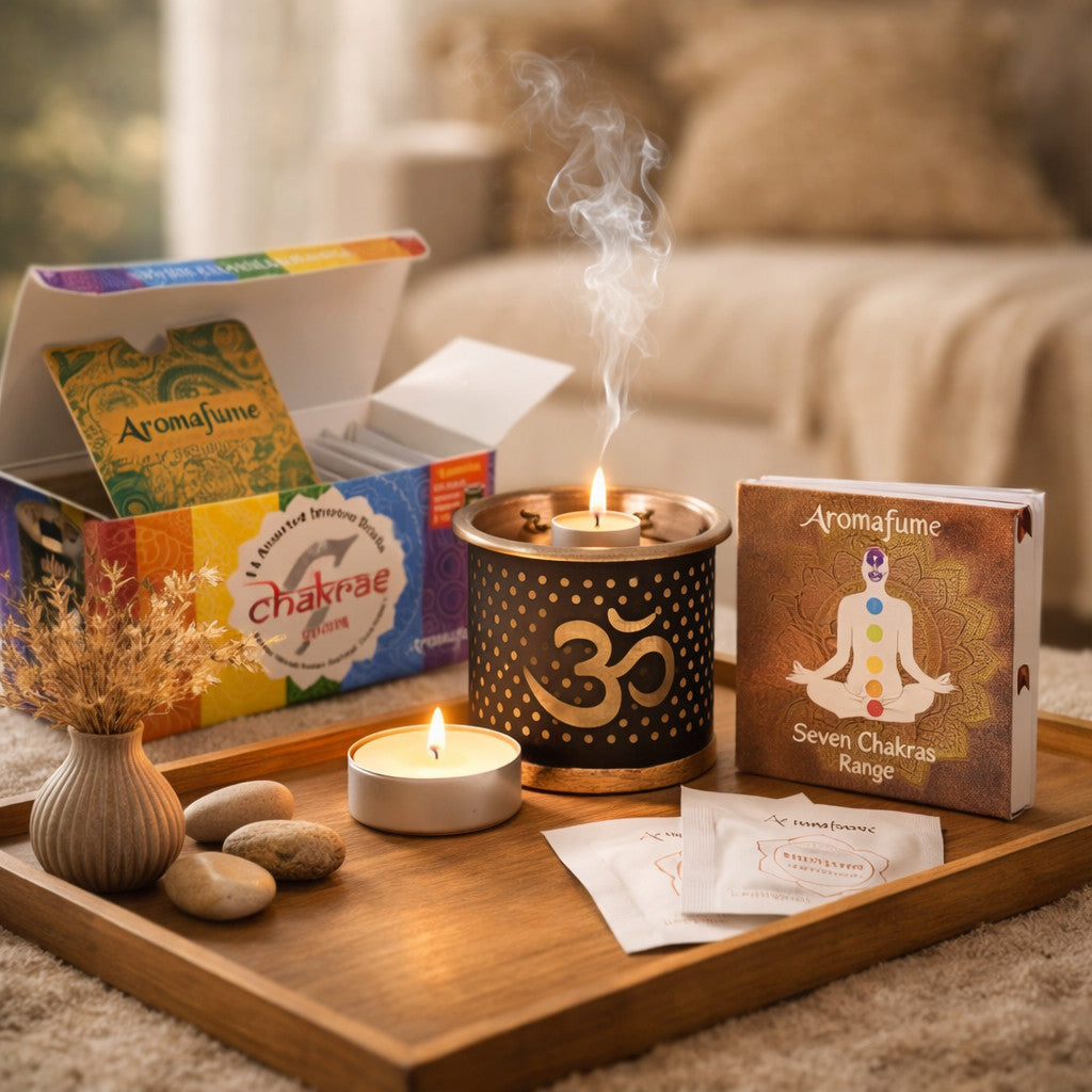 Selfcare Rituale mit Chakra Kerzen Raeucherwerk Palo Santo und achtsamen Duftmomenten von SteinKunstWerk