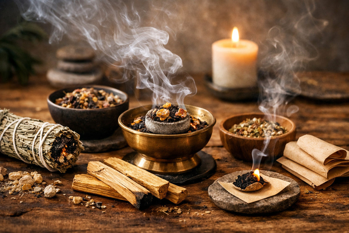 Räucherware – Smudge Bündel, Räuchermischungen, Papier & Holz für bewusste Rituale