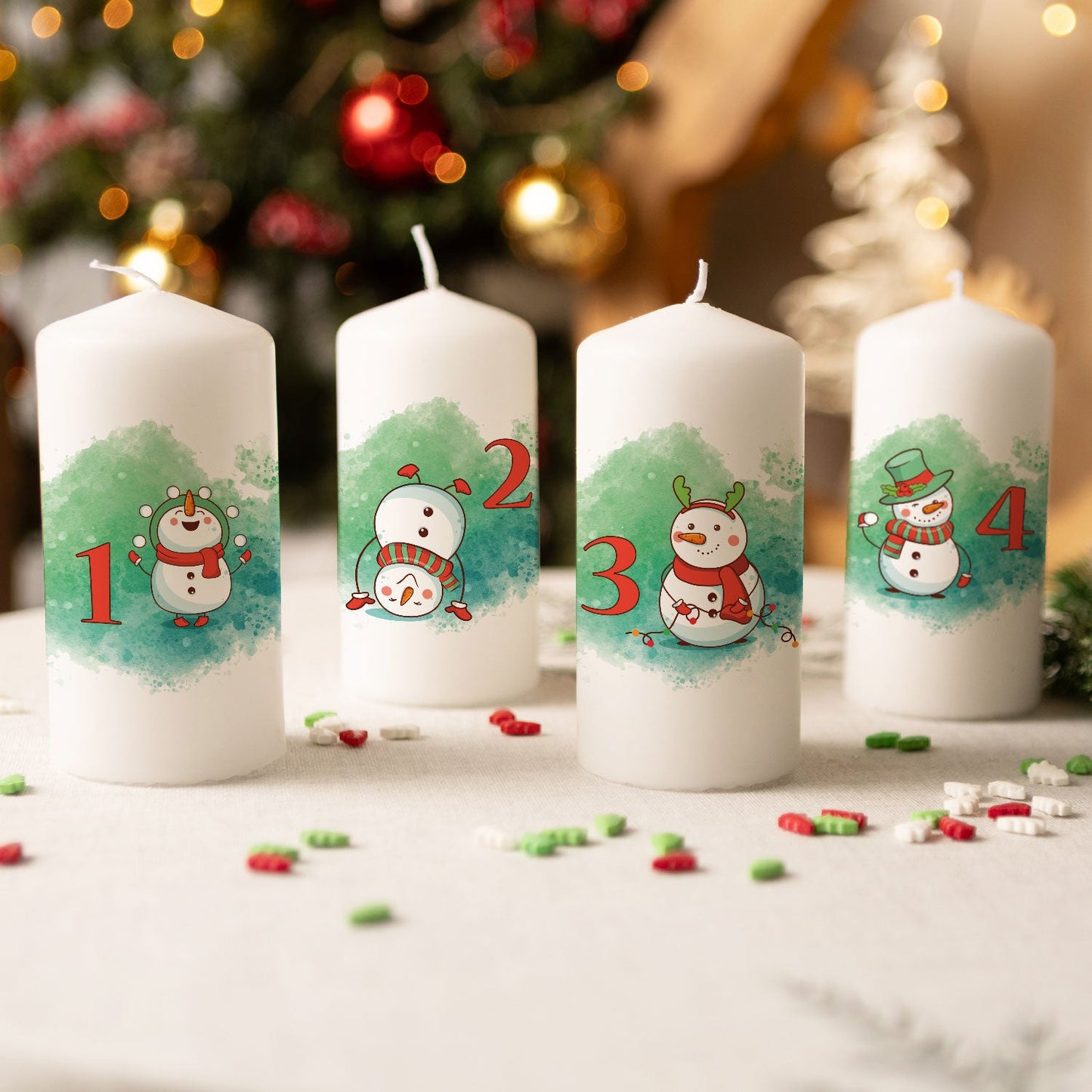 Adventskerzen „Schneemann“ – 4er-Set