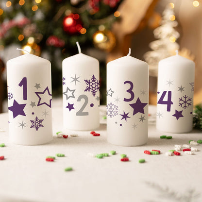 Adventskerzen „Sterne“ – 4er-Set in 4 Farben