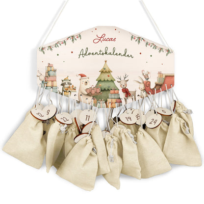 Personalisierter Holz-Adventskalender „Festvorbereitung“ – mit Name
