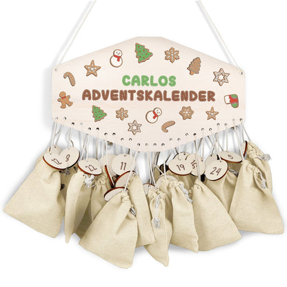 Personalisierter Holz-Adventskalender „Lebkuchen“ – mit Name