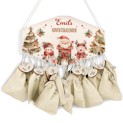 Personalisierter Holz-Adventskalender „Nikolaus“ – mit Name