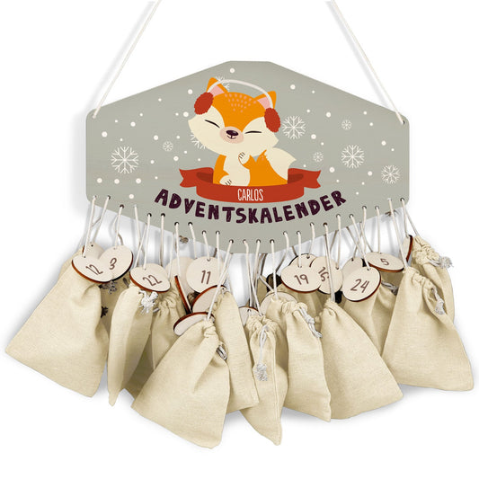 Personalisierter Holz-Adventskalender „Wintertiere“ – mit Name