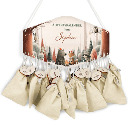 Personalisierter Holz-Adventskalender „Winterwald“ – mit Name