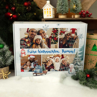 Foto-Adventskalender mit vier Fotos und Wunschtext zum Befüllen